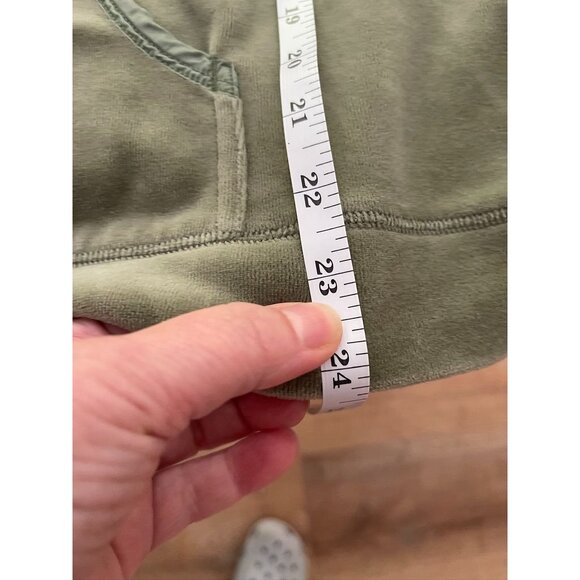 EUC Lands End Olive Velour Green Full-Zip Hoodie With Pockets - Picture 6 of 6